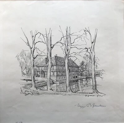 Viggo B. Jacobsen 1900-1969 Altes Fachwerkhaus Fraugde Odense Fyn Dänemark - Bild 1 von 4