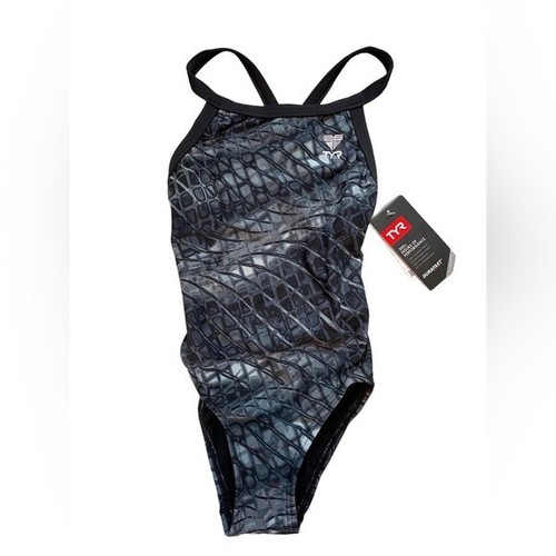 TYR GIRLS’ Plexus DIAMONDFIT SWIMSUIT SIZE 6/6X (22) Titanium NWT $80 - Picture 2 of 9