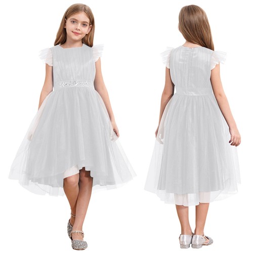 Kids Girl~Princess Dress Vintage Ruffle Tutu Tulle Wedding Party Graduation Prom - Picture 40 of 64