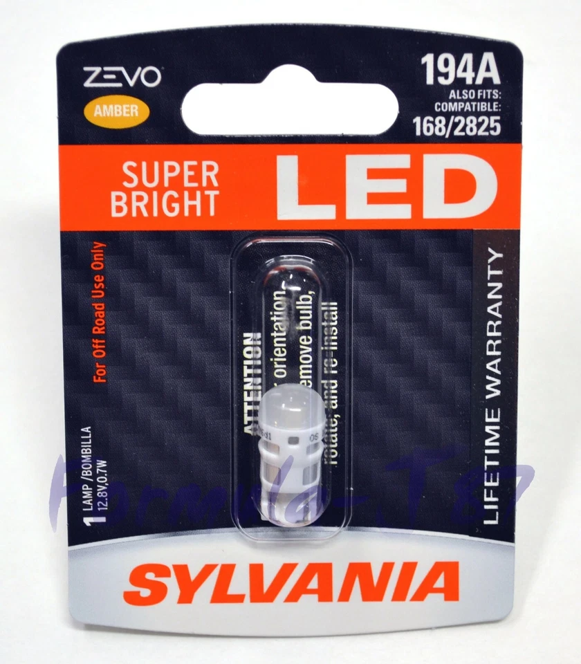 Sylvania ZEVO LED Luz 194 Ámbar Naranja Dos Bombillas Frontal Lateral Marcador Lámpara OE Fit Foto 2 de 4