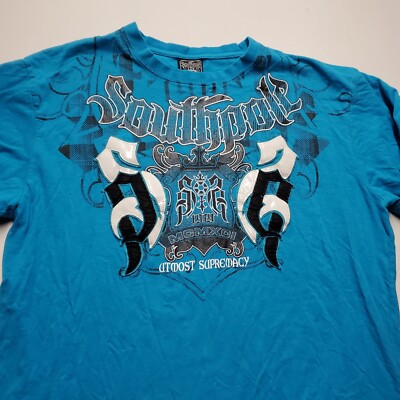 00s サウスポール 総柄 半袖 シャツ 2XL y2k ストリート ネイビー Vintage Southpole Shirt Mens XXL 2XL Cyber Goth Layered Blue