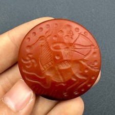 Old Ancient Roman King Hunting Intaglio Unique Agate Bead