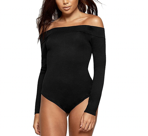 off shoulder long sleeve swimsuit