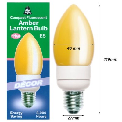 BELL 00720 11W = 60W 220-240V ES E27 Softone Bernstein Energiesparlaterne Kerze...