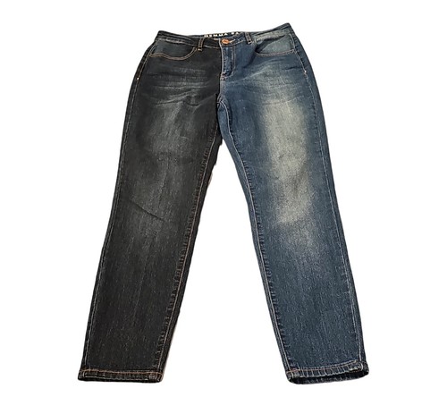 Gemma Rae Jeggings Damen 11/32 zweifarbig blau hoher Bund klassische Stretch Hose - Bild 1 von 11