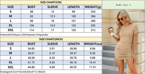 Womens Bodycon Mini Dress Casual Short Sleeve Ruched Drawstring Dress - Picture 3 of 15