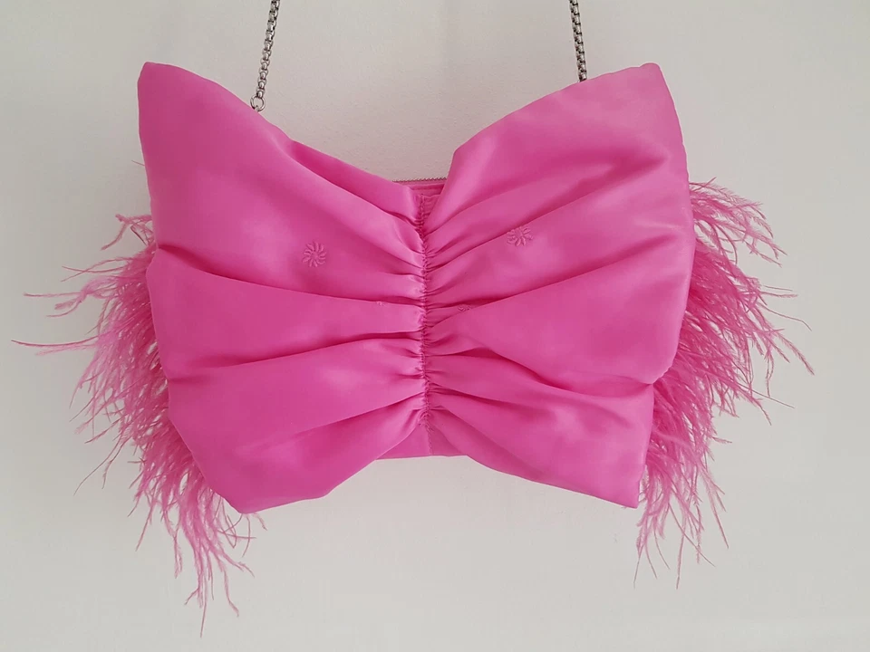 Zara Pink Satin & Feather Evening Bag New Limited Metaverse Collection Rare - Image 3 of 4