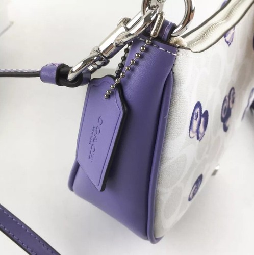 COACH Teri 2way Shoulder Bag In Leather Canvas With Funky Blueberry Print CR292 - Picture 4 of 4
