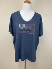 Life Is Good XXXL Golf American Flag T Shirt Navy Blue Womens 3XL