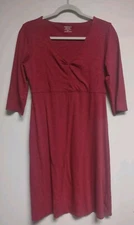 Toad & Co Rosalinda Dress M Red Knee Length 3/4 Sleeve Organic Cotton Tencel