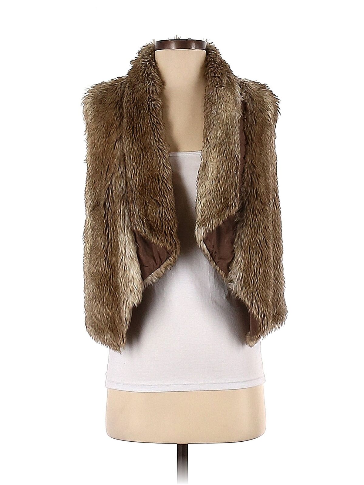 Jack by BB Dakota Women Brown Faux Fur Vest XS - image 1