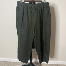 Eileen Fisher Women  s Green Lantern Organic Linen Ankle Pull On Tapered Pants M