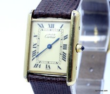 Vintage Must de CARTIER 6 81006 TANK 925 Vermeil Quartz Watch 23.5 x 30.5mm 4