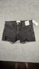 Abercrombie  Fitch Girls Black Denim Low Rise Midi Shorts 15/16 Distressed NWT