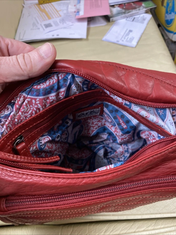 Handtasche Leder Weinrot - Bild 3 von 4