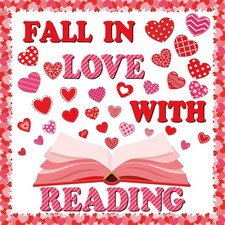 Valentine's Day Reading Bulletin Board Decorations Red Heart Border Craft