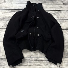 Black Cropped Jacket High Neck Button Zip Minimalist Short Coat Women