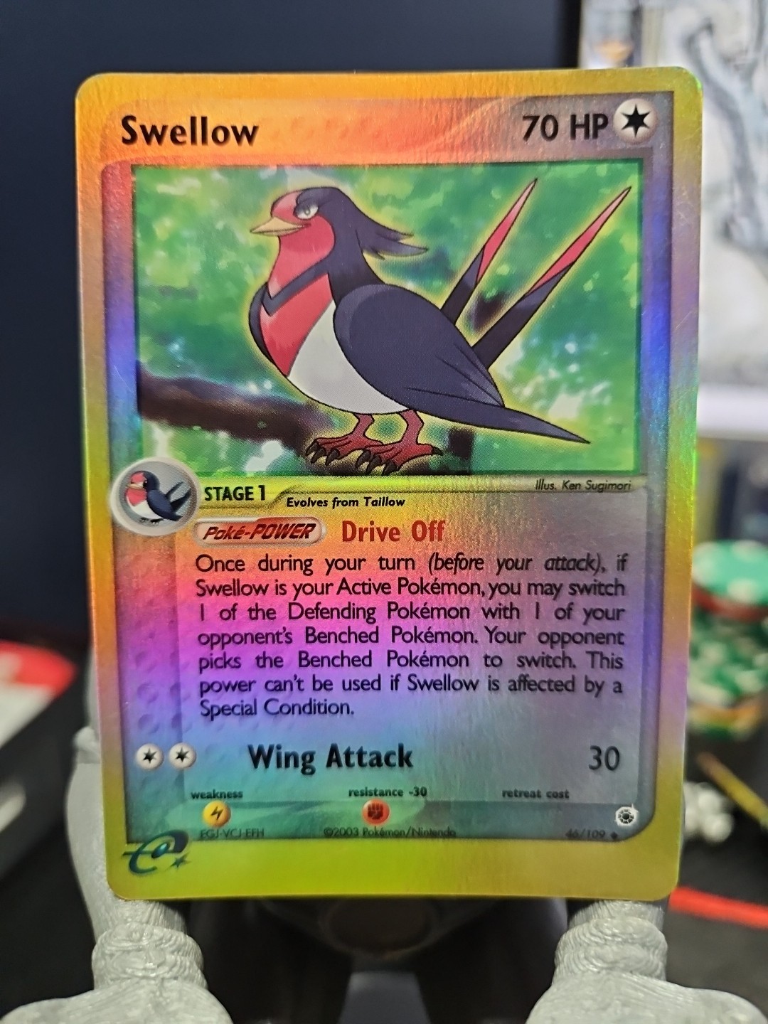 Swellow 46/109 Ruby and Sapphire Reverse Holo Pokemon Card - LP+