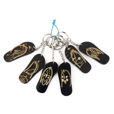 1.5'' WOOD FLIPFLOP KEY CHAIN SET OF 12