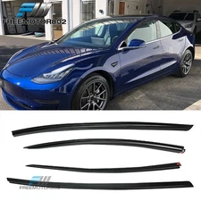Fits 17-25 Tesla Model 3 4PCS Window Visor Rain Sun Guard Deflector Matte Black