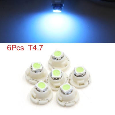6Pcs Ice Blue 5050 Car T4.7 LED Wedge Dashboard Dash Backup Light Bulb Interior