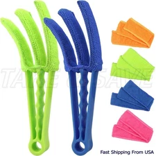 Window Blind Cleaner Duster Brush Kit 2 Pack Brush with 6 Microfiber Sleeves Set