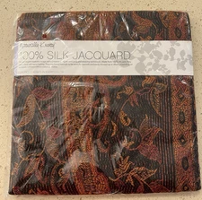 Naturally Knotty 100% Silk Jacquard Wrap Shawl Fringe Scarf Orange Paisley NIP