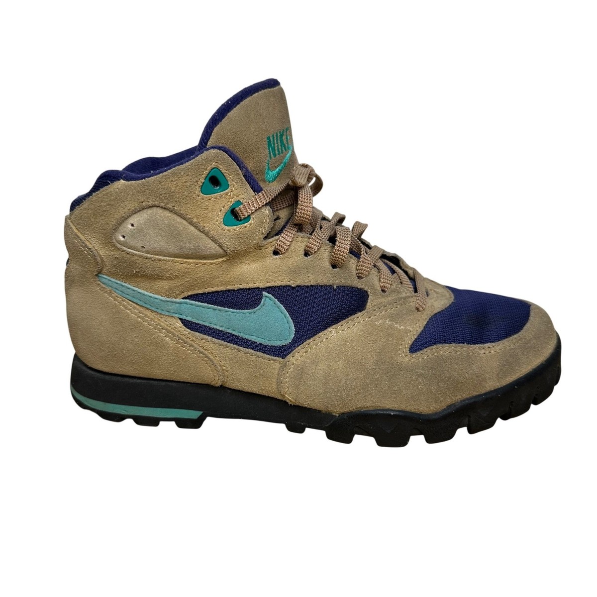 Vintage Nike ACG Hiking Boots Women 9.5 Trail Shoes 90s Tan Blue