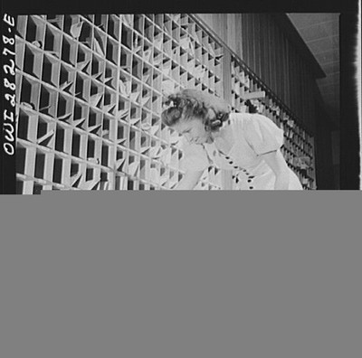Arlington Farms Arlington VA 1940s Desk Clerk Sorting Mail Residence Hall
