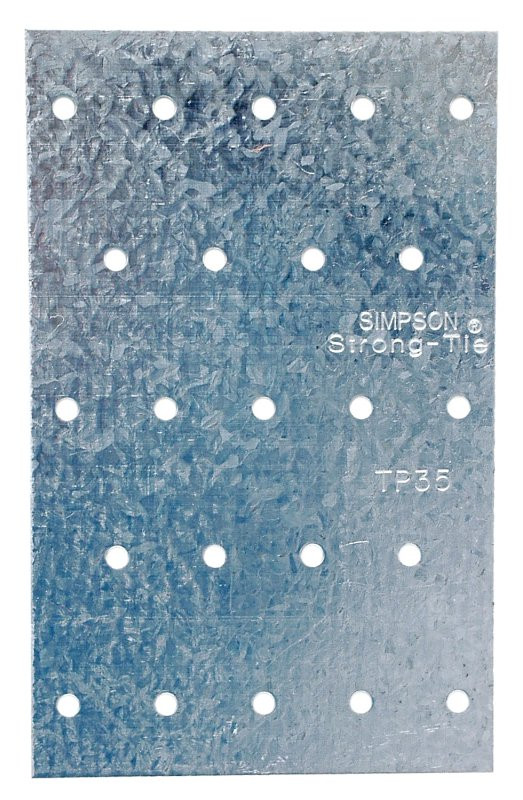 Simpson Strong-Tie TP35 Tie Plate, 5 in L, 3-1/8 in W, 0.035 in Thick, Steel