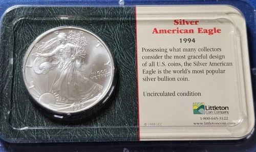 A 1994 Rare Silver ~ American Eagle ~ Littleton Coin Co. ~ Brilliant Unc