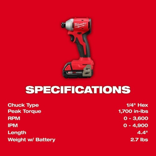 Milwaukee Tool 3692-22Ct M18 Compact Brushless 2-Tool Combo Kit, Cordless - Picture 6 of 10