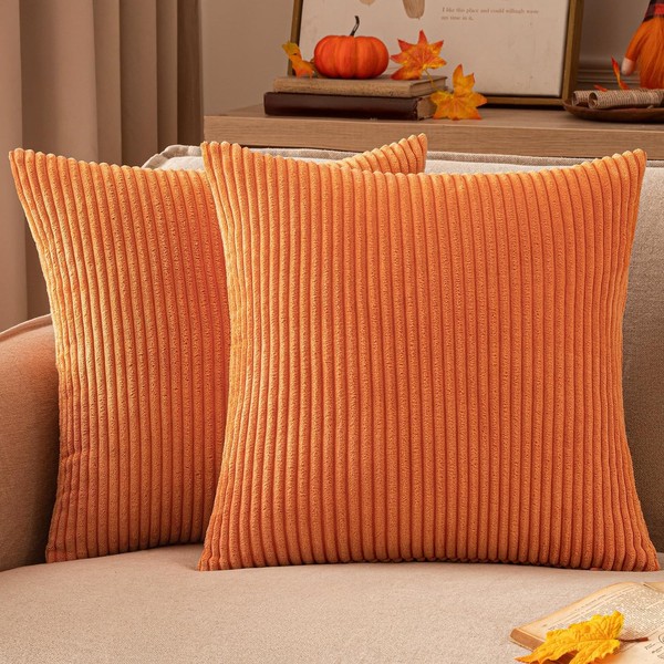 Kissenbezug 40X40 Kordsamt Orange Herbst Dekokissen FüR Wohnaccessoires-image