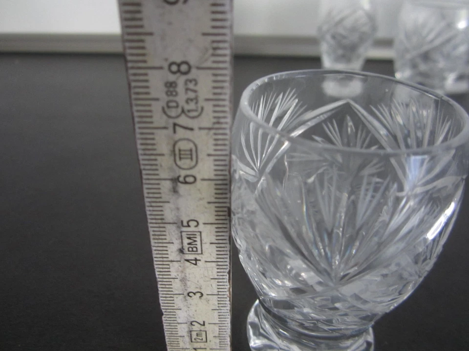 6 Schnaps Gläser Bleikristall Schnapsgläser alt geschliffen Stumpen Kristall Gla - Bild 2 von 4