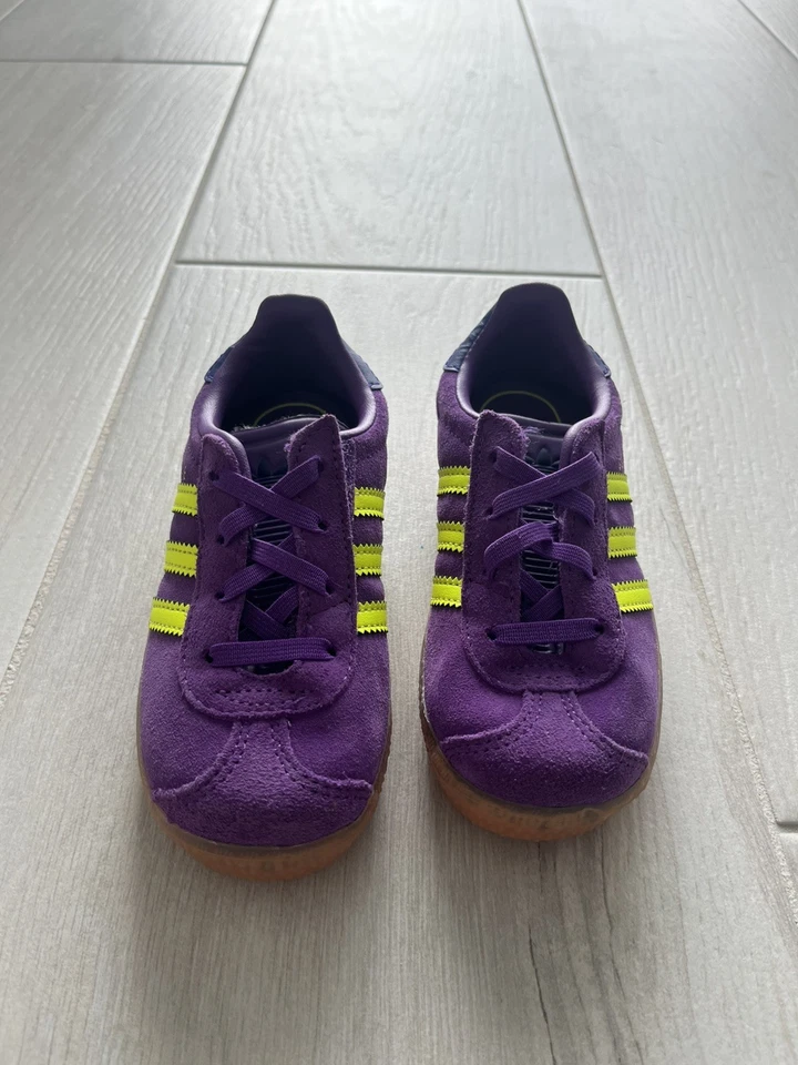 Adidas Gazelle CF EL I Active Purple Solar Yellow Shoes JP7136 Toddler size 10K  - Image 4 of 4