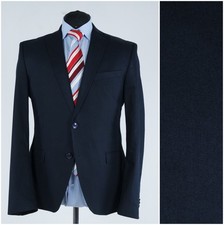 Mens ZARA Blazer 42R US Size Navy Blue Viscose Sport Coat Jacket