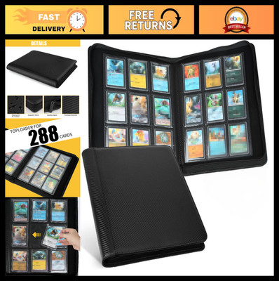 288-Card Toploader Binder, 9-Pocket Storage for 3x4'' Toploaders, Double-Sided Sl