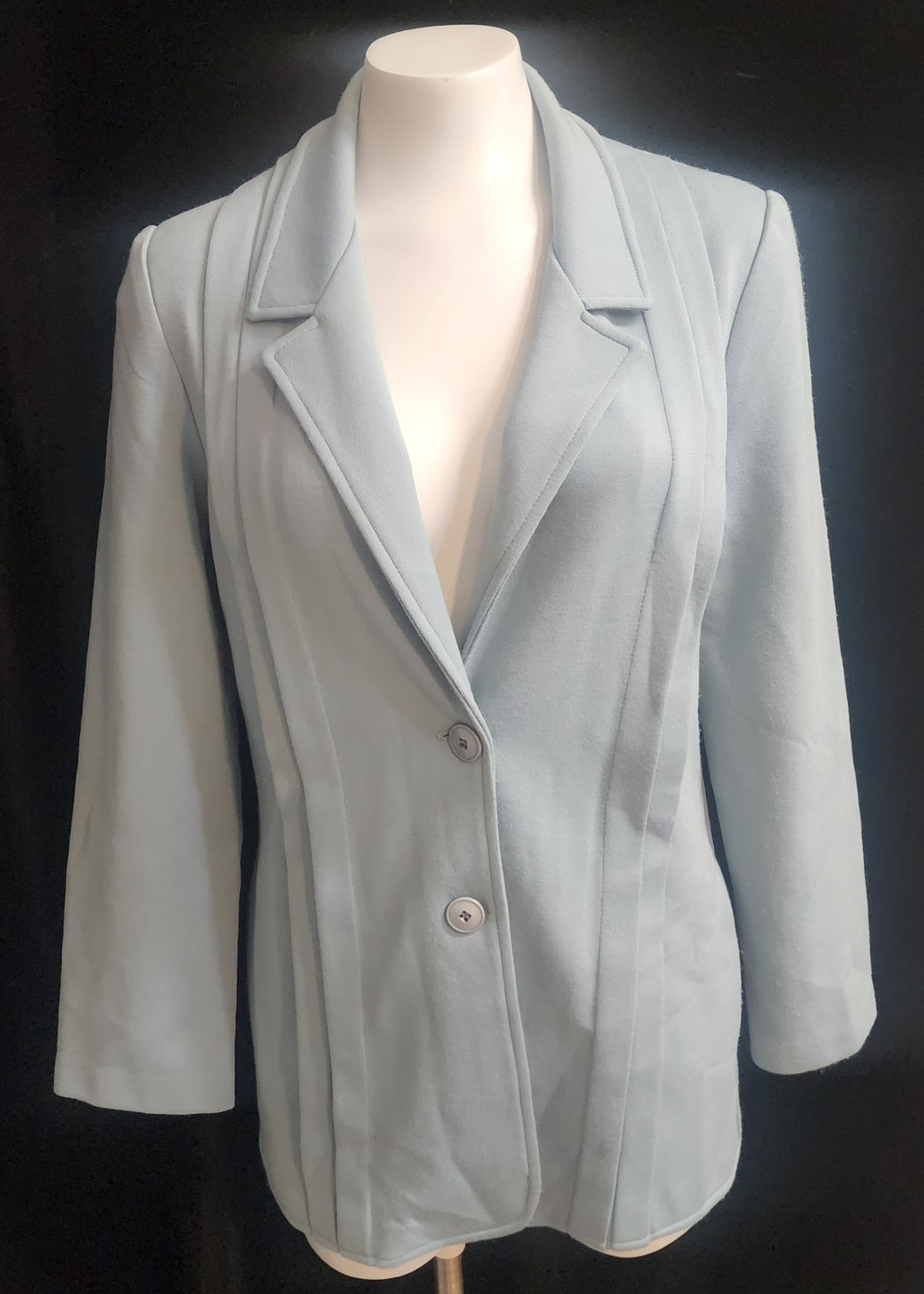 Vintage Jack Winter Knit Sport Blazer Size 12 Light Blue Stretch Acrylic Jacket