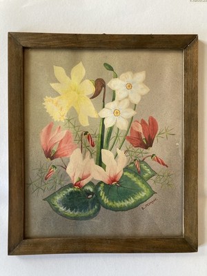 Alte Malerei Blumenstilleben Ostern Neumann original Rahmen wohl DDR Ca 32x28