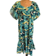 Vintage Mumu Hawaiian House Dress Winnie Fashion XL Loungewear Tropical Floral