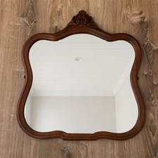 Vintage Carved Wood Wall Mirror Frame Ornate Oak Cottage Decor Cottagecore