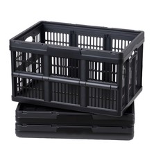 Collapsible Storage Bins, 45L 3 - Pack, Stackable Folding Crates with Handles