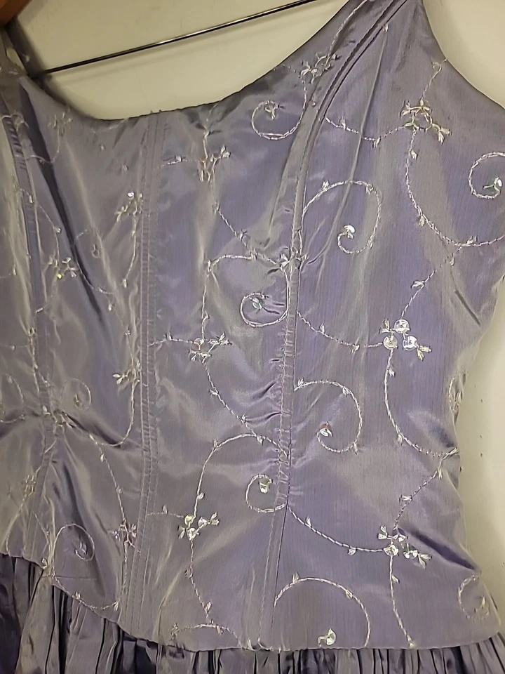 Vestido Vintage Gunne Sax Jessica McClintock Púrpura Tafetán L 9/10 Caprichoso Hada Foto 3 de 4