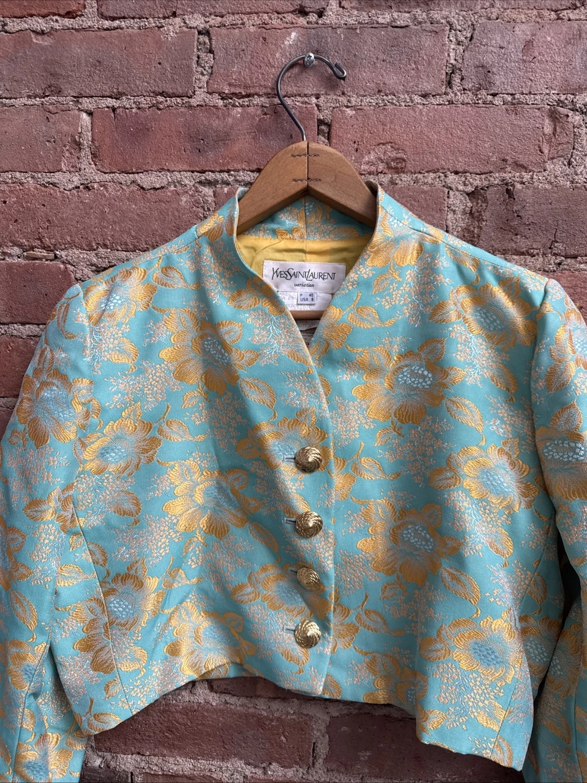 Saint Laurent — VTG Yves Saint Laurent Variation Cropped Jacket Sz 40 FR 8 US, Let ‘em eat cake!