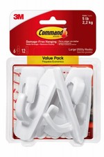 Large Hooks, White, 6 Hooks/12 Strips Value Pack - 17003-6ES 2.84 per strip