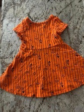 Cat Jack Halloween Orange Pumpkins Kids Girls Dress Size 18M Used