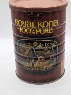 VTG 1989 Royal Kona 100% Pure Hawaiian Coffee Sealed Can 16oz  Superior Coffee