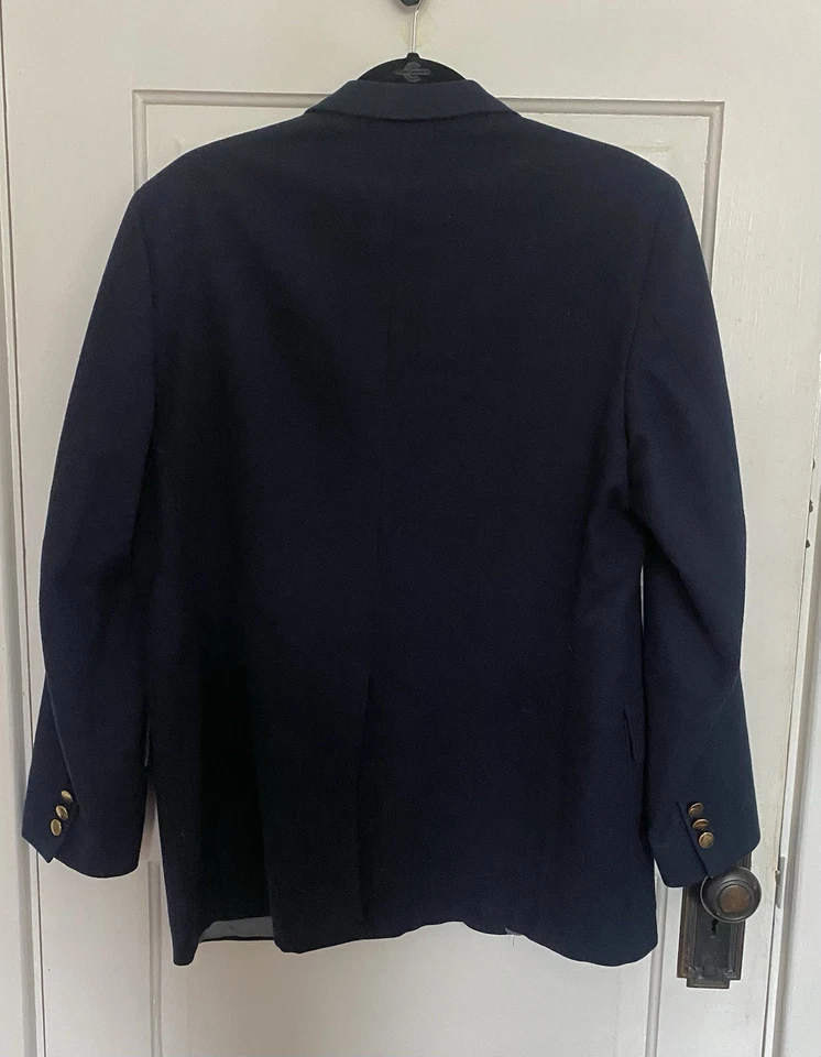 Chaqueta Blazer Abrigo Deportivo De Colección Hecha en EE. UU. 44R Azul Marino Hopsack Botón Dorado para Hombres Foto 4 de 4