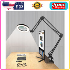 Magnifying Glass Desk Lamp with 3-Section Swing Arm and Big Clamp, Magnifying...