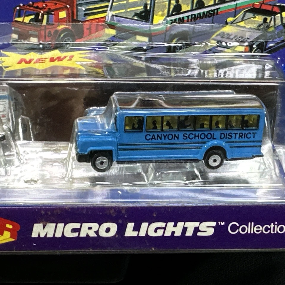 Micro Machines Galoob Super Micro Lights #4 1990 Blue Bus New - Image 3 of 4